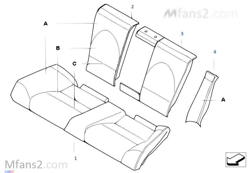 Individual cover, seat, rear, leather N5