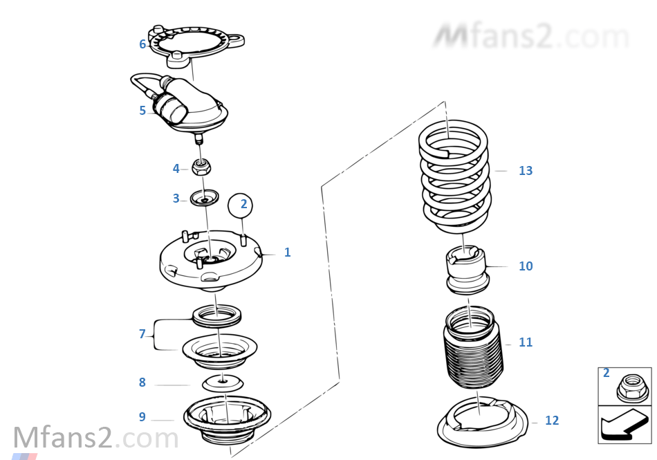 Coil spring/guide support/attach.parts