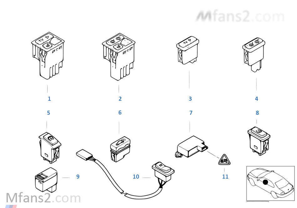 Various switches, TV switch