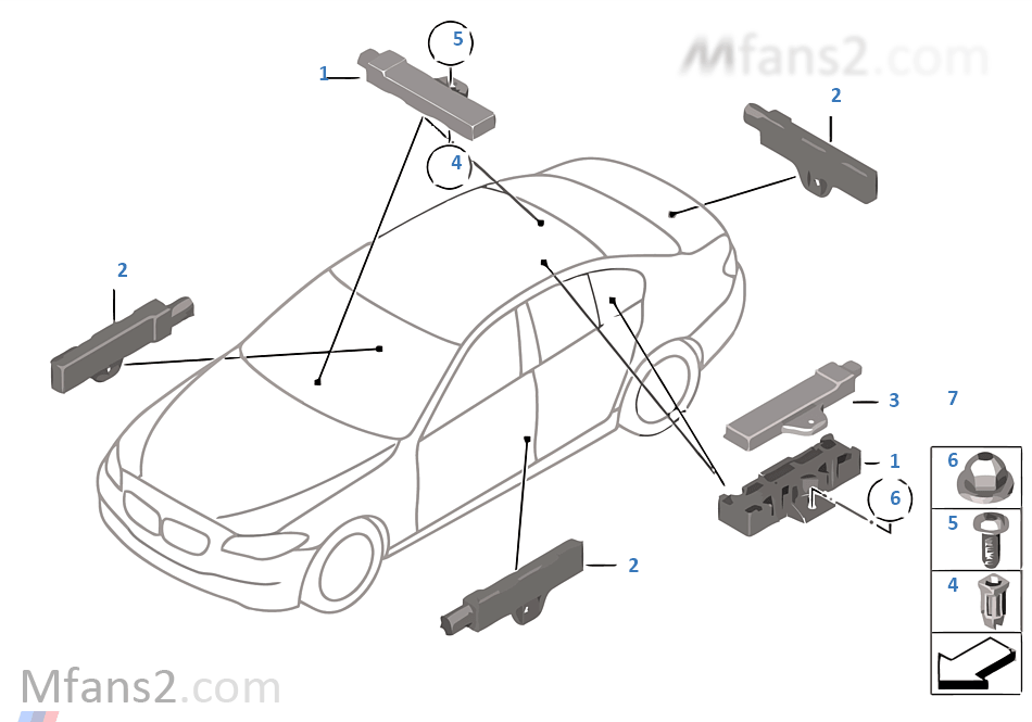 Single parts, antenna, Comfort access