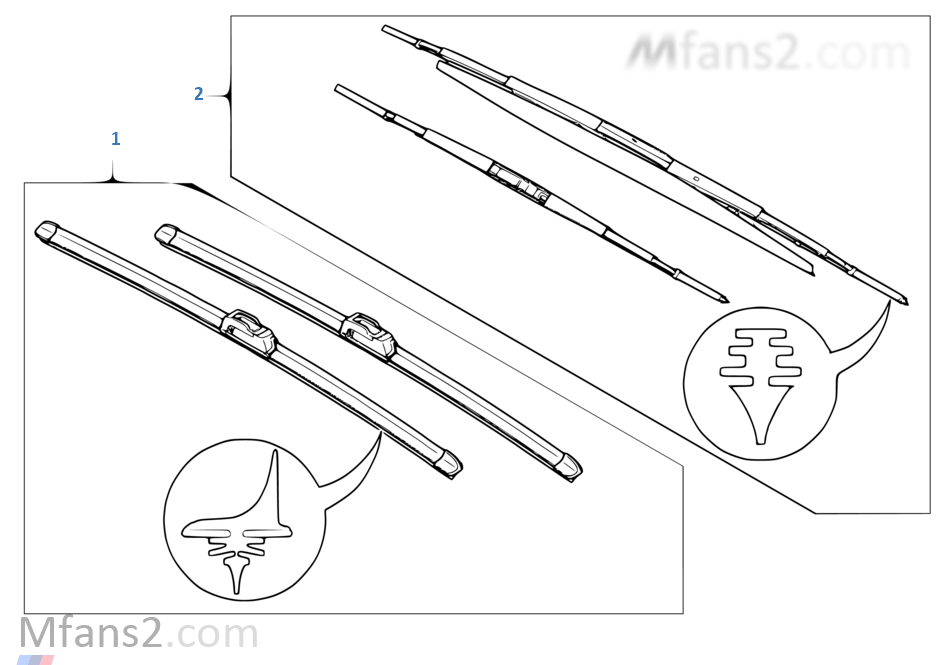 Set, wiper blades flat/articulated blade