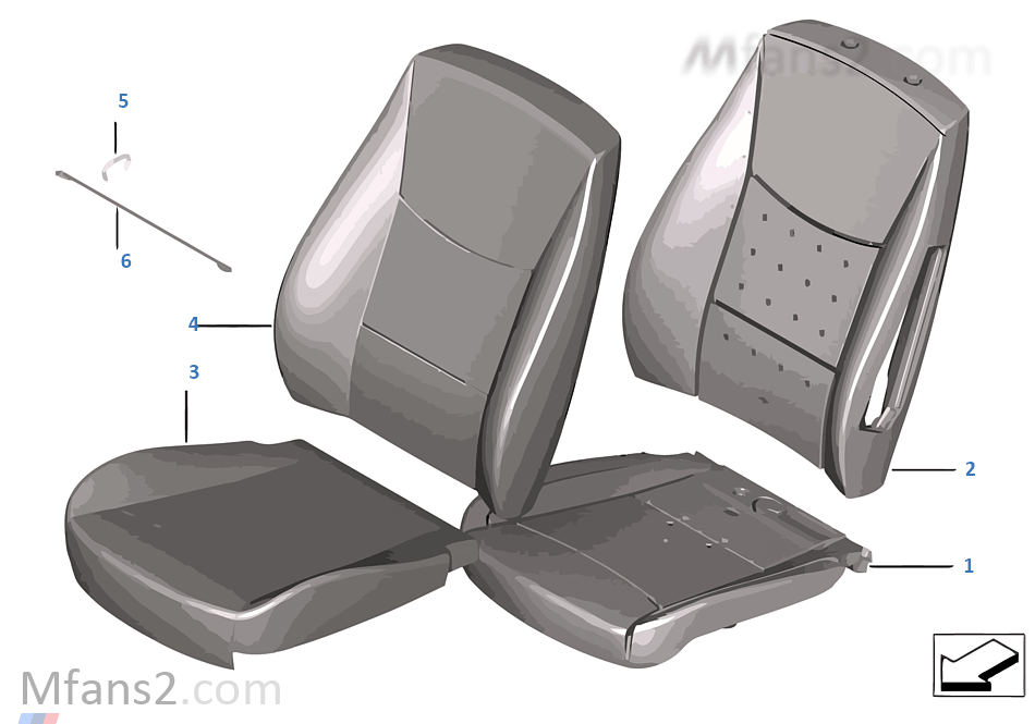 Seat front, upholstery & cover base seat
