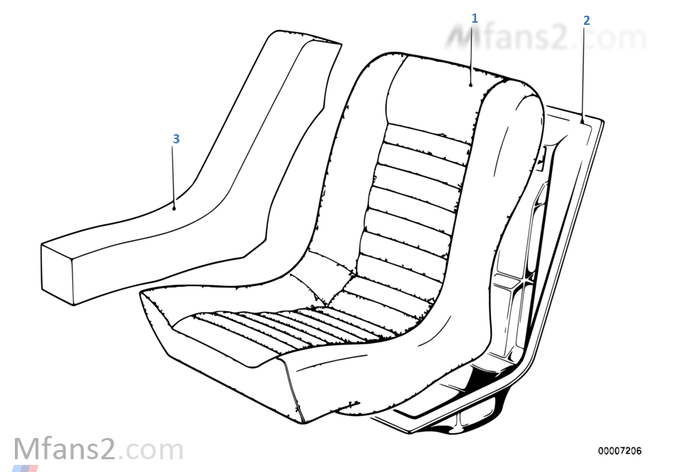 Seat pad/seat pan, rear