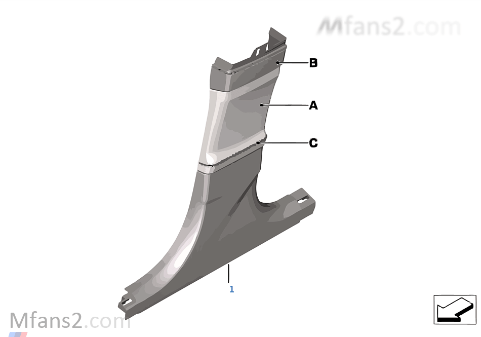 Individual trim panel Column-B bottom