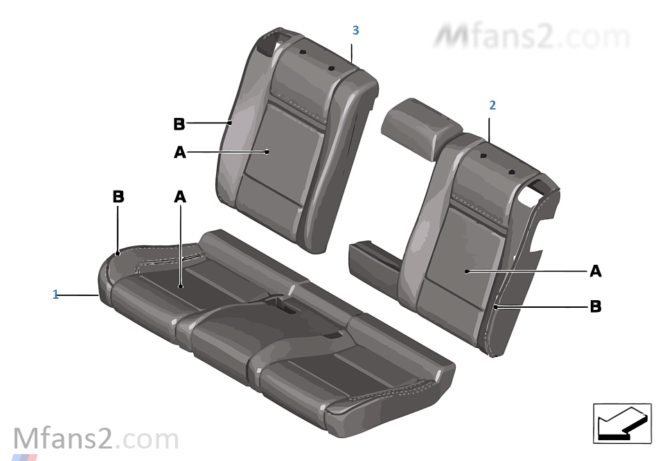 Indi. M cover lthr seat, rear (S4UKA) US