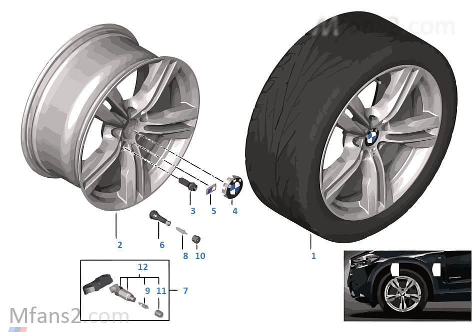 BMW 輕質鋁合金輪輞 M 雙輪輻 467 - 19''