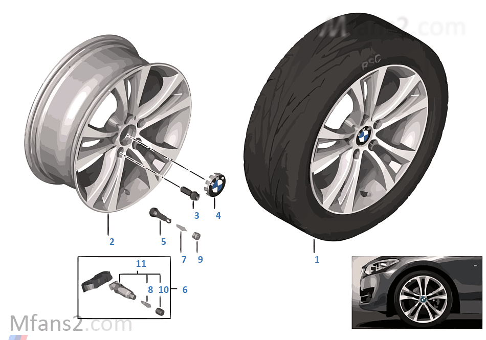 BMW 輕質鋁合金輪輞 雙輪輻 384 - 18''
