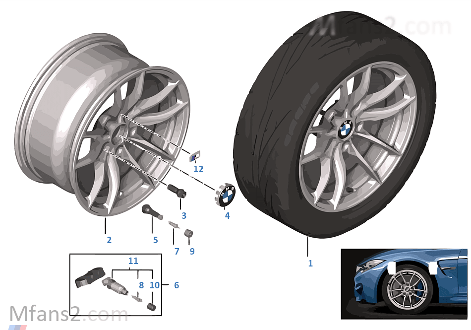BMW 輕質鋁合金輪輞 V 型輪輻 513M - 18''