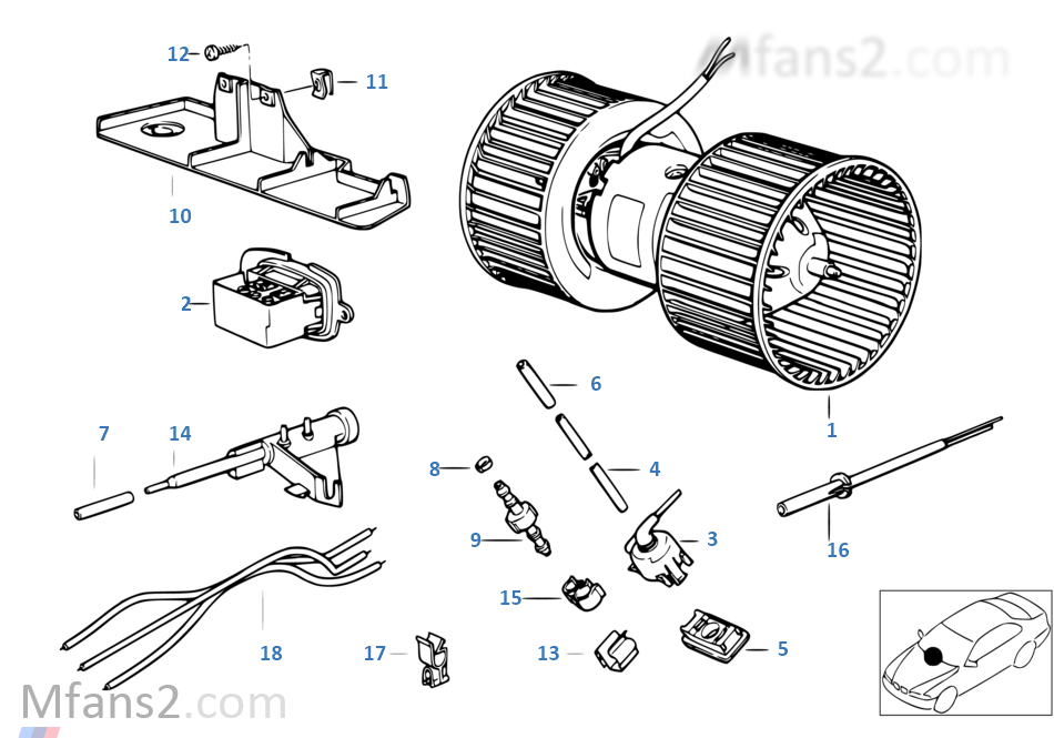 Electric parts for heater
