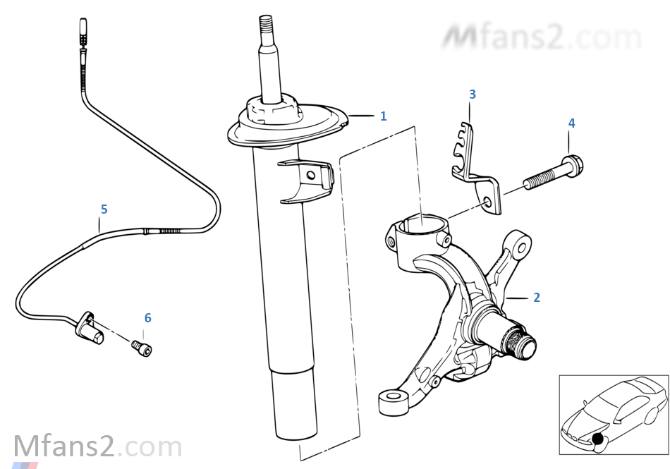 Front spring strut/shock absorber